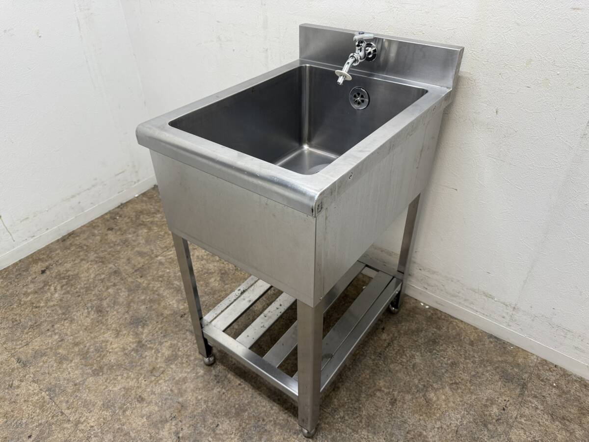 ステンレス　業務用　1層シンク流し台　蛇口付き　厨房　飲食店　W４５０ｘD６００ｘH８００ｍｍ