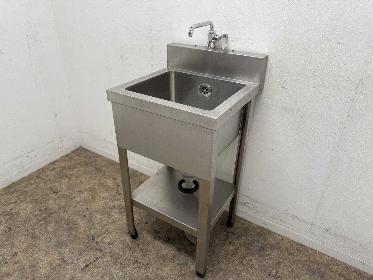 ステンレス　業務用　1層シンク流し台　蛇口付き　厨房　飲食店　W４５０ｘD４５０ｘH８００ｍｍ