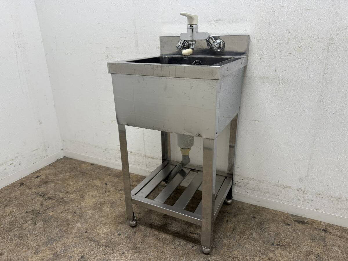 ステンレス　業務用　1層シンク流し台　蛇口付き　厨房　飲食店　W４５０ｘD４５０ｘH８００ｍｍ