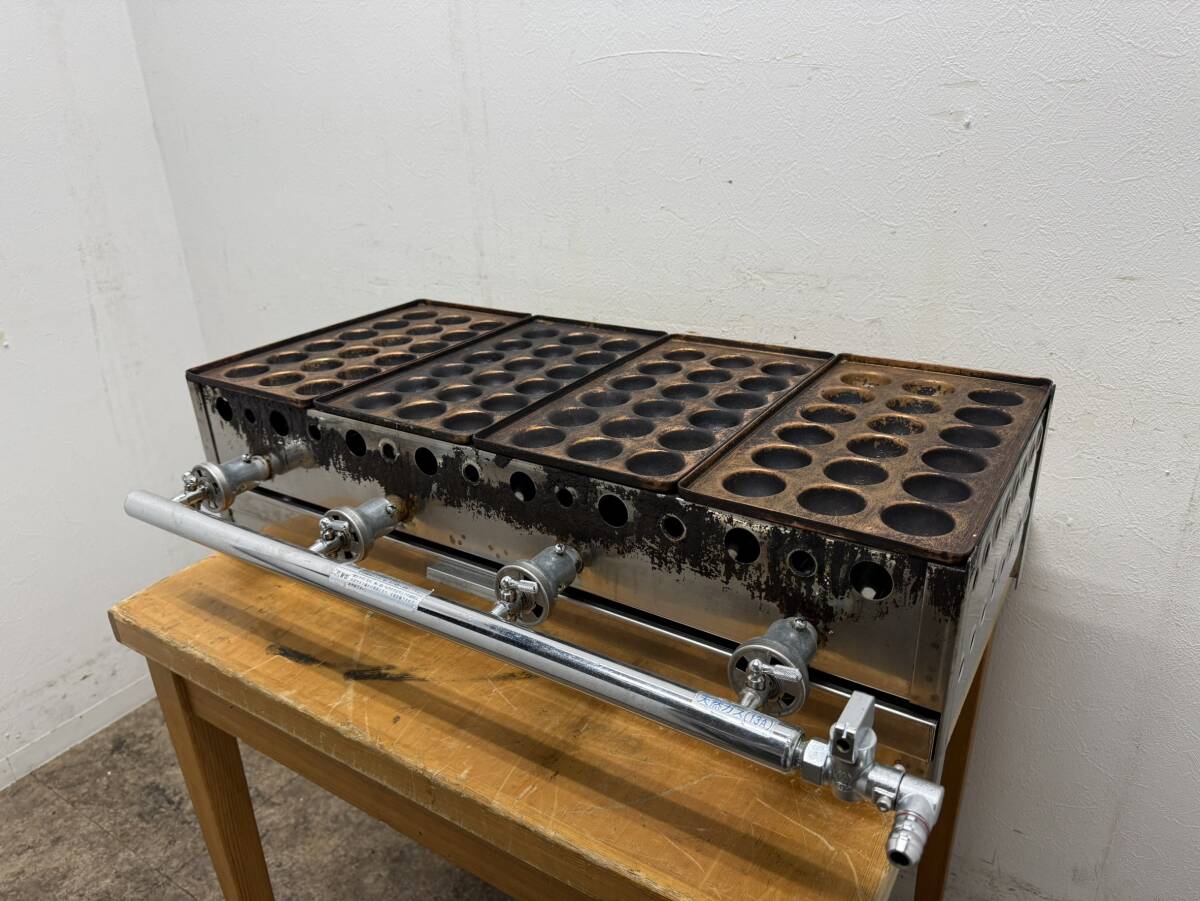 たこ焼き器　業務用　4連　72個　銅板　都市ガス　W770xD480xH200㎜